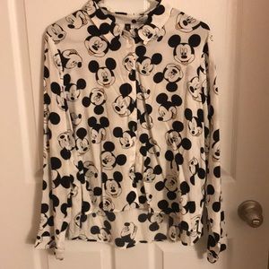 H&M Divided Long Sleeve Mickey Mouse Button Down